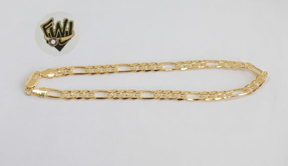 (1-0011) Gold Laminate - 5mm Figaro Anklets - 10