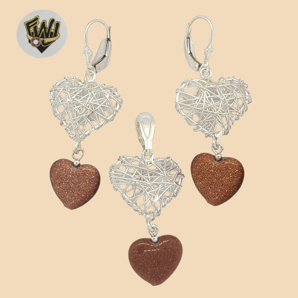 (2-6472) 925 Sterling Silver - Venturina Heart Set. - Fantasy World Jewelry