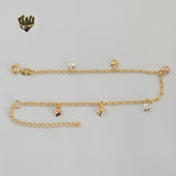 (1-0785) Gold Laminate - 2mm Hearts Bracelet - 7.5" - BGF - Fantasy World Jewelry