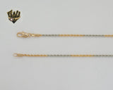 (1-1680) Laminado de oro - Cadena de eslabones de cuerda de dos tonos de 2 mm - BGO