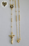 (1-3357) Gold Laminate - 3mm Beads Rosary Necklace - 20''- BGO. - Fantasy World Jewelry