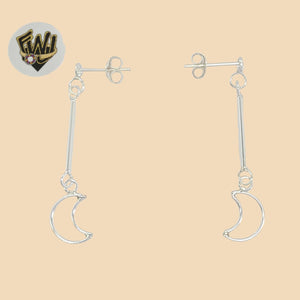 (2-3335) 925 Sterling Silver - Moon Long Earrings. - Fantasy World Jewelry