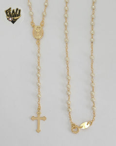 (1-3350) Laminado de oro - Collar Rosario de Perlas Divinas del Niño de 3 mm - 18" - BGF.