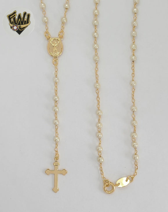 (1-3350) Laminado de oro - Collar Rosario de Perlas Divinas del Niño de 3 mm - 18