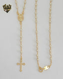 (1-3350) Gold Laminate - 3mm Divine Child Pearls Rosary Necklace - 18" - BGF.