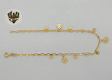 (1-0146-1) Gold Laminate - 3mm Paper Clip Link Coins Anklet - 10” - BGF