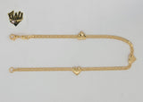 (1-0084) Laminado dorado - Tobillera con corazones Mariner Link de 3 mm - 10” - BGF