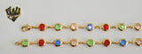 (1-0657) Gold Laminate Bracelet-6.5mm Link Multicolor Bracelet-7.5''-BGO - Fantasy World Jewelry