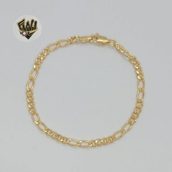 (1-0424) Gold Laminate - 4mm Alternative Figaro Link Bracelet - BGF - Fantasy World Jewelry