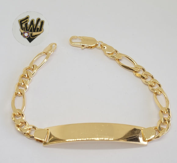(1-60078) Gold Laminate - 7.5mm Figaro Link Men Bracelet w/Plate - 9