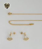 (4-7085) Stainless Steel - 1mm Link Mother of Pearl Triangle Set