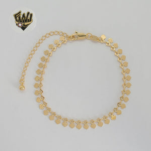 (1-0465) Gold Laminate - 6mm Heart Link Bracelet - 7.5" - BGF