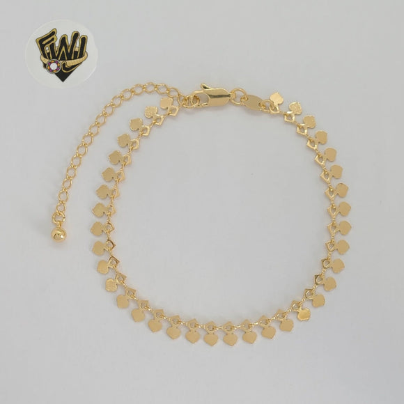 (1-0465) Gold Laminate - 6mm Heart Link Bracelet - 7.5