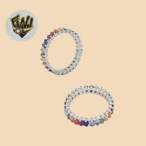(2-5107) 925 Sterling Silver - Multicolor Eternity Ring - Fantasy World Jewelry