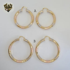 (1-2775) Gold Laminate - Three Tone Hoops - BGO