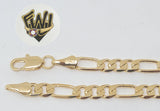 (1-0404) Gold Laminate - 5mm Figaro Bracelet - 7.5''- BGF - Fantasy World Jewelry