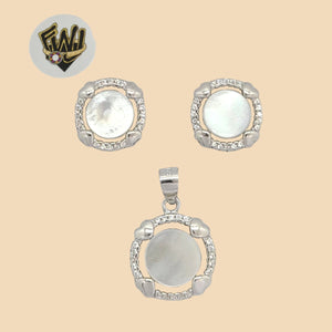 (2-6329) 925 Sterling Silver - Heart mother of pearl Set. - Fantasy World Jewelry