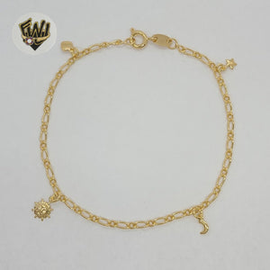 (1-0925) Gold Laminate - 2mm Charms Bracelet - 7.5" - BGF - Fantasy World Jewelry