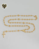 (1-3324-1) Gold Laminate - 3mm Miraculous Virgin Rosary Necklace - 18" - BGF.