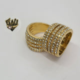 (1-3132) Gold Laminate - Triple Zircon Ring - BGO - Fantasy World Jewelry