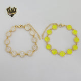 (1-0775-2) Gold Laminate - 10mm Happy Face Bracelet - 7" - BGO