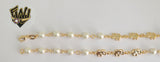 (1-0550) Gold Laminate Bracelet -6.5mm Link Bracelet w/Elephant Charms -8"-BGO - Fantasy World Jewelry