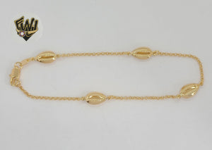 (1-0243) Gold Laminate - 2mm Rolo Link Shell Anklet - 10" - BGF