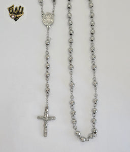 (4-6007-2) Stainless Steel - 6mm Rosary Necklace - 26".