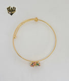 (1-4068) Gold Laminate - 1.5mm Multicolor Flower Bangles - BGF