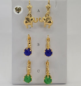 (1-1147) Gold Laminate - Dangle Earrings - BGF - Fantasy World Jewelry