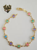 (1-0656) Gold Laminate Bracelet-7.5mm Link Multicolor Bracelet-7.5''-BGF - Fantasy World Jewelry