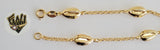 (1-0782-1) Gold Laminate - 2.5mm Rolo Link Bracelet w/ Shells - 7" - BGF - Fantasy World Jewelry