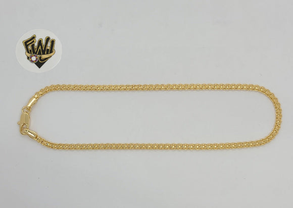 (1-0067) Gold Laminate - 3mm Bismark Link Anklet - 10