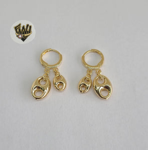 (1-2642 A-C) Gold Laminate - Puff Hoops Earrings  - BGF - Fantasy World Jewelry