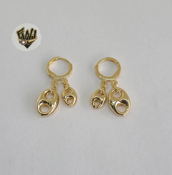 (1-2642 A-C) Gold Laminate - Puff Hoops Earrings  - BGF - Fantasy World Jewelry
