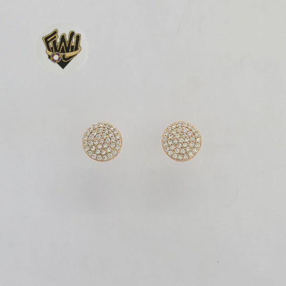 (1-1204) Gold Laminate - Zircon Stud Earrings - BGO