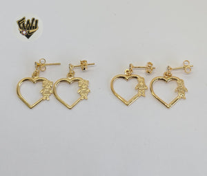 (1-1118) Gold Laminate - Hearts Earrings - BGF - Fantasy World Jewelry