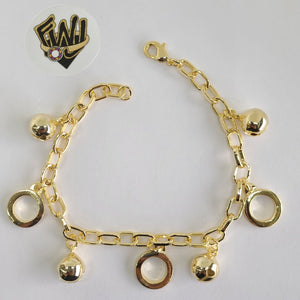 (1-0590) Gold Laminate Bracelet-5.5mm Rolo Link Bracelet w/Charms-8''-BGO - Fantasy World Jewelry