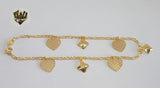 (1-0192) Gold Laminate - 2.5mm Figaro Anklet w/Charms - 10" - BGF - Fantasy World Jewelry