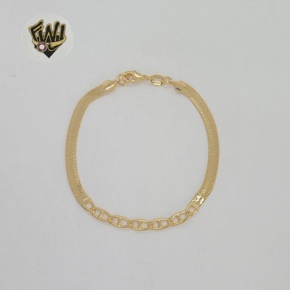 (1-0525) Gold Laminate - 4mm Herringbone Link Bracelet - BGF