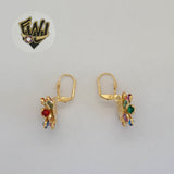 (1-1215-2) Gold Laminate - Multicolor Flower Earrings - BGF