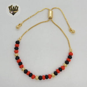 (MBRA-39) Gold Laminate Bracelet - Adjustable Azabache Bracelet - BGF - Fantasy World Jewelry
