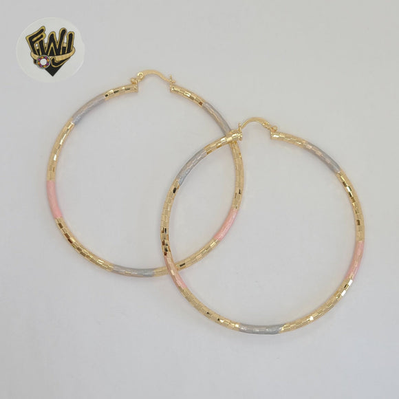 (1-2777-1) Gold Laminate - Three Tone Hoops - BGO