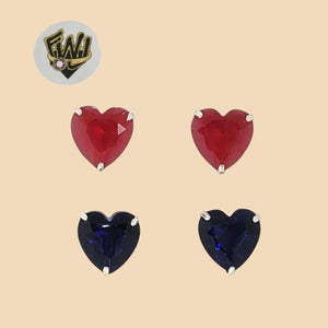 (2-3069) 925 Sterling Silver - Heart Zircon Stud Earrings. - Fantasy World Jewelry