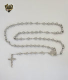 (4-6007-2) Stainless Steel - 6mm Rosary Necklace - 26".