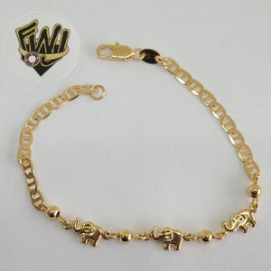 (1-0525) Gold Laminate Bracelet -4mm Link Elephant Bracelet- 7.5''-BGF - Fantasy World Jewelry
