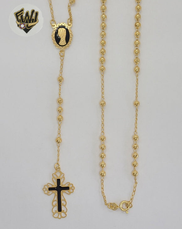 (1-3349) Gold Laminate - 3.5mm Mary Virgin Rosary Necklace - 18