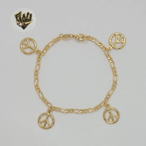 (1-0492) Gold Laminate - 3mm Figaro Link Charms Bracelet - 7" - BGF - Fantasy World Jewelry