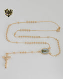 (1-3360-1) Laminado de oro - Collar Rosario de San Lázaro de 3 mm - 20" - BGO.