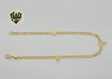 (1-0106) Gold Laminate - 3mm Marine Link Hamsa Hand Anklet - 9.5" - BGF - Fantasy World Jewelry